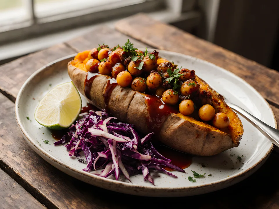 BBQ Chickpea Stuffed Sweet Potatoes