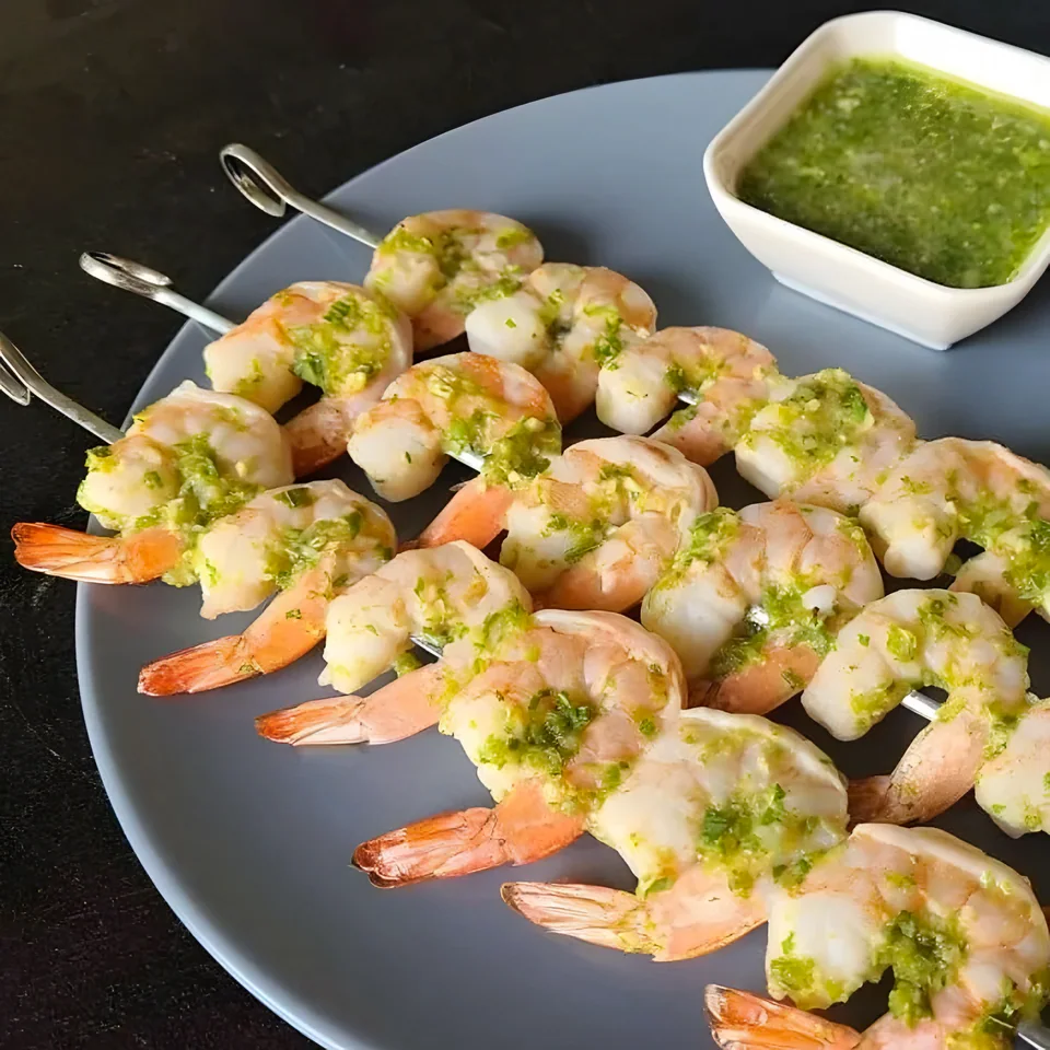 Grilled Prawns with Green Onion Sauce