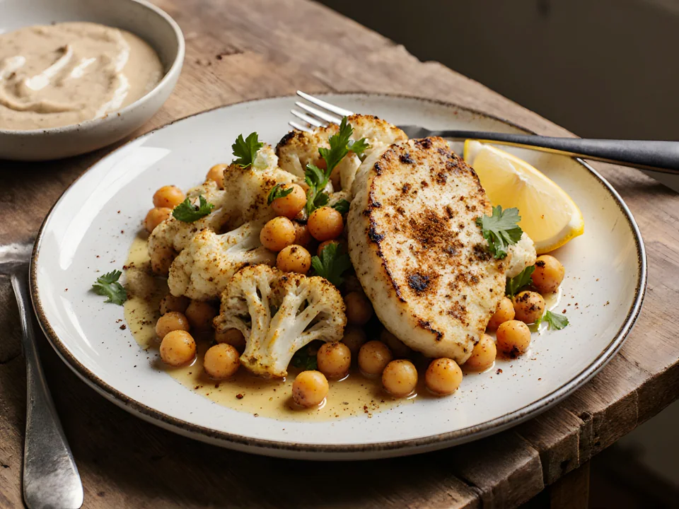 Cauliflower Steaks with Chickpeas