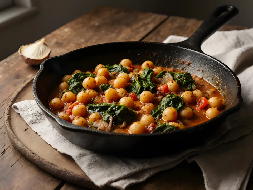 Chickpea Spinach and Tomato Skillet