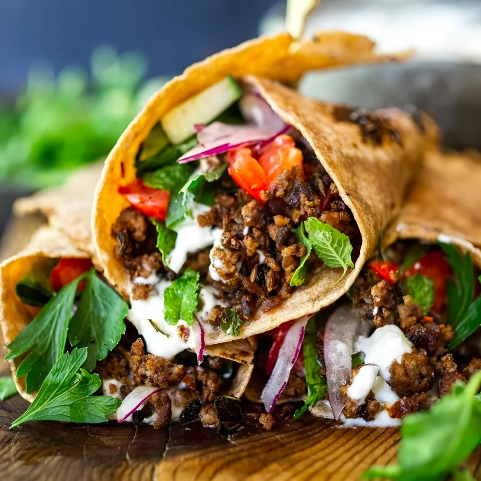 Hot Cumin Lamb Wrap with Crunchy Slaw & Spicy Mayo
