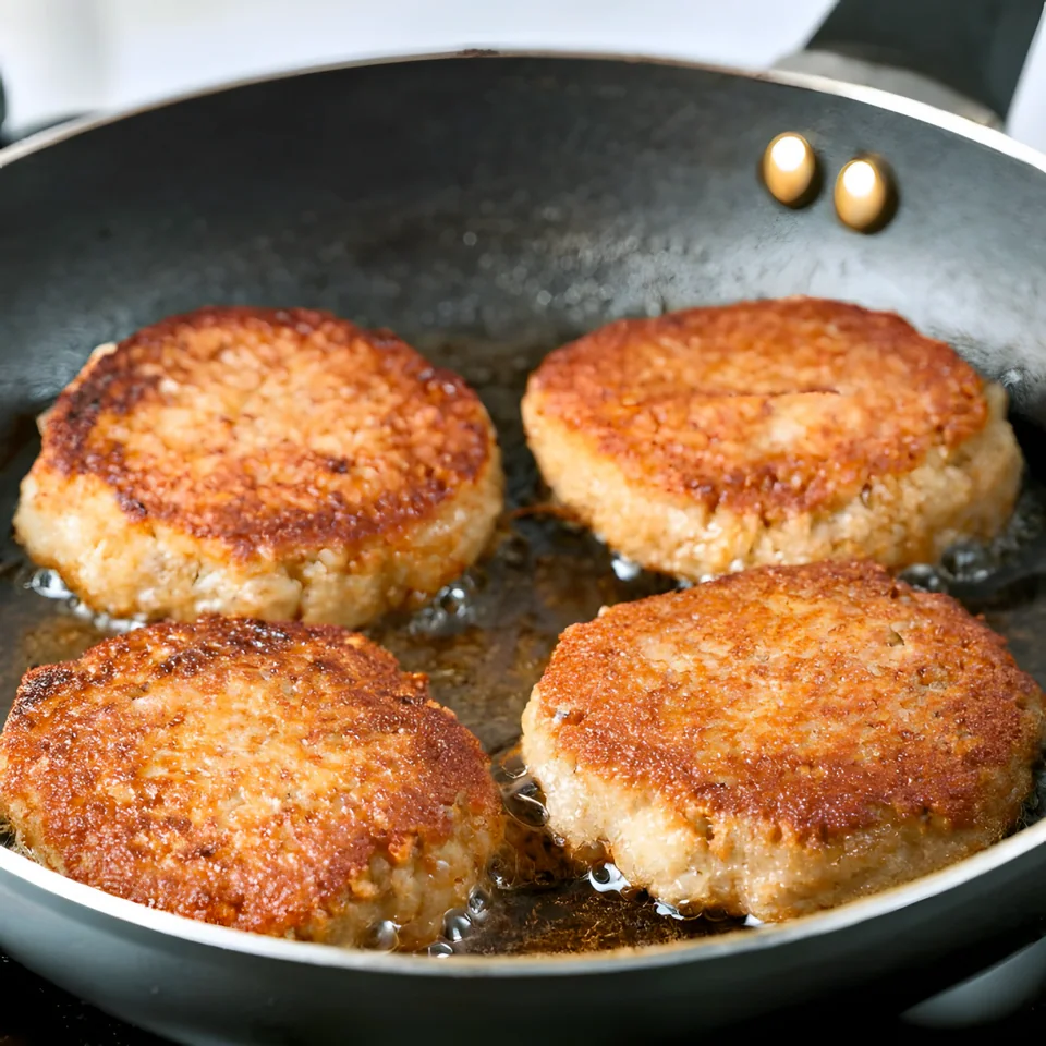 Karbonader (Lean Beef Patties) with Caramelized Onions