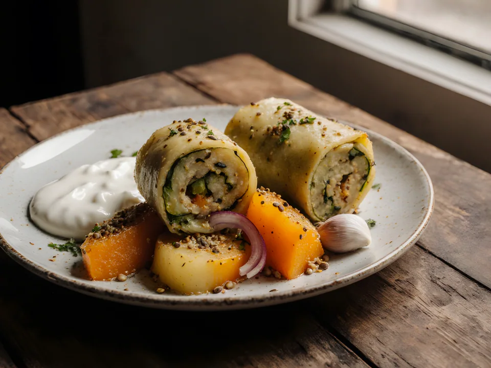 Khanum (Uzbek Steamed Vegetable Roll)