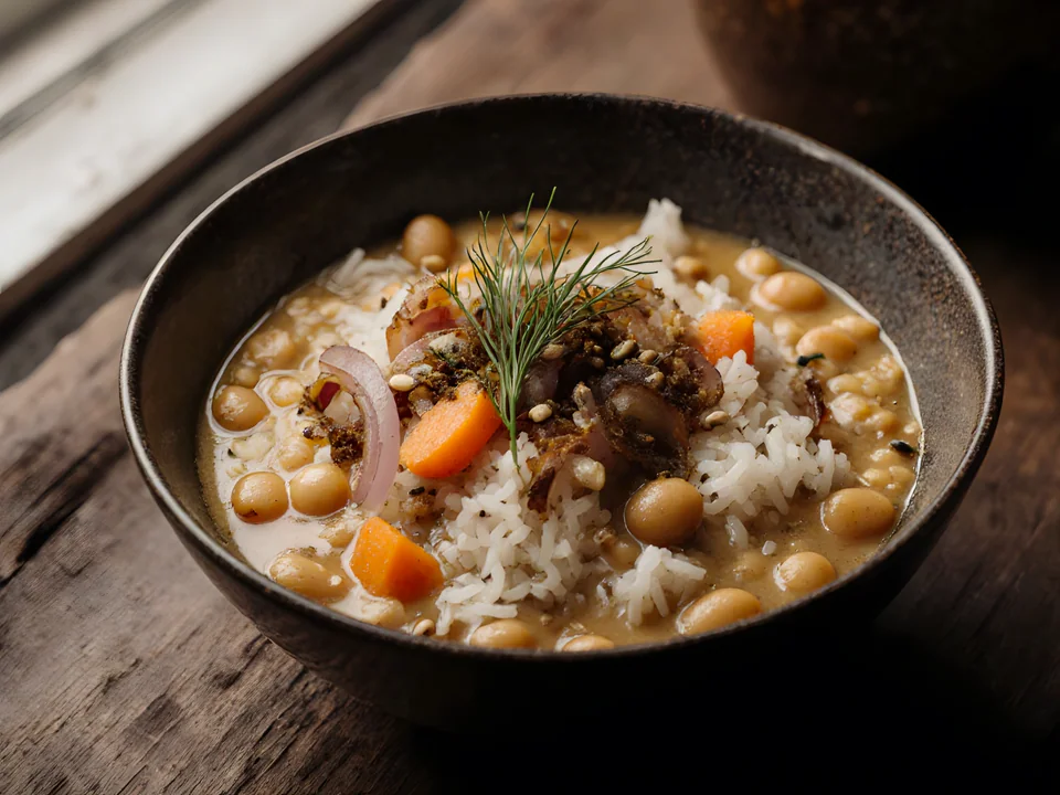 Moshkichiri (Uzbek Mung Bean and Rice Porridge)