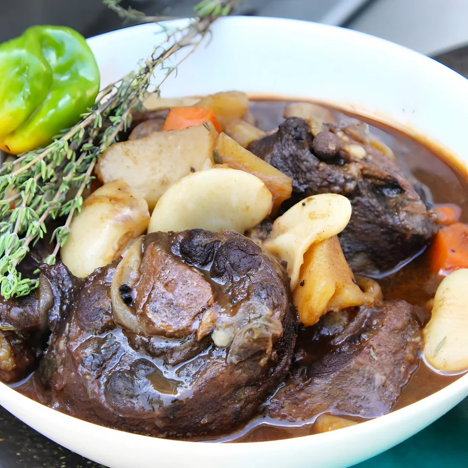 Oxtail with Broad Beans