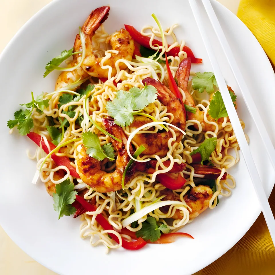 Prawn and Noodle Salad with Crispy Shallots