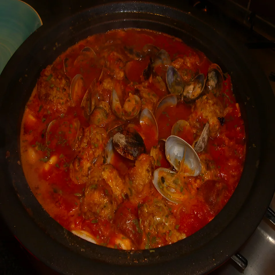 Spanish Meatballs with Clams, Chorizo and Squid
