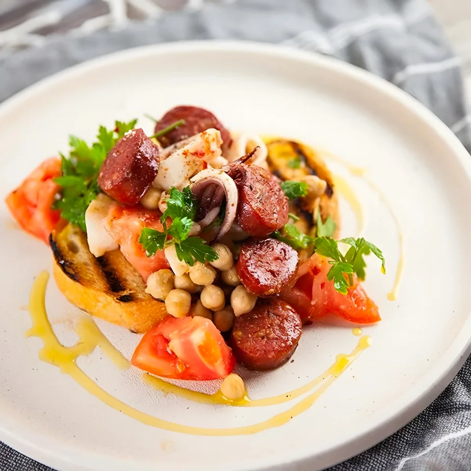 Squid, Chickpea and Chorizo Salad