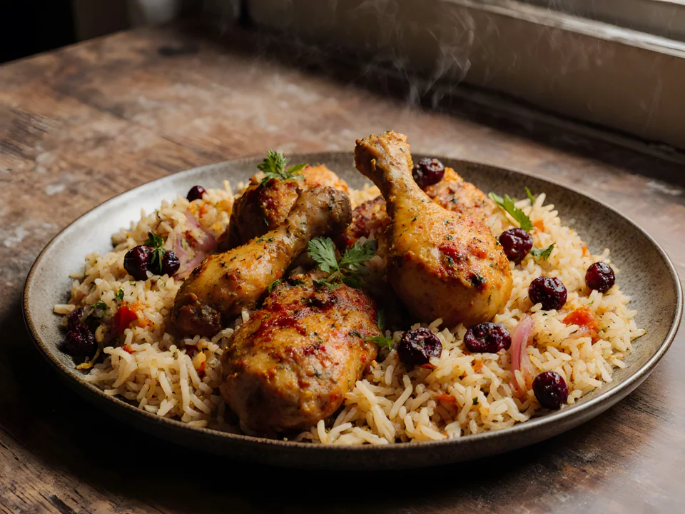 Zereshk Polo Ba Morgh (Persian Barberry Rice with Chicken)